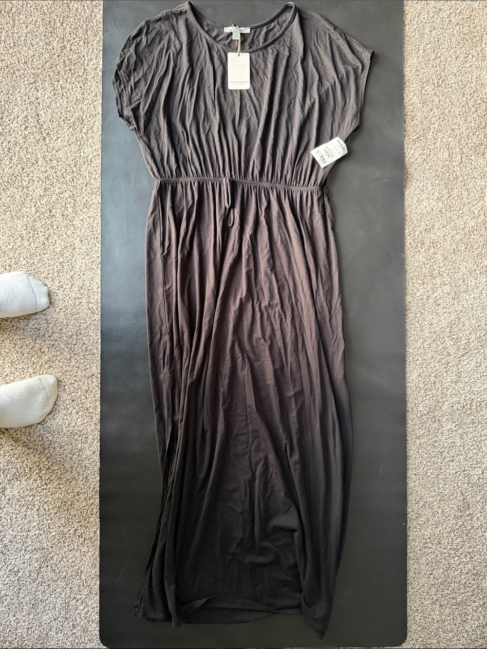 Marshall Black Maxi Dress with Drawstring Waist